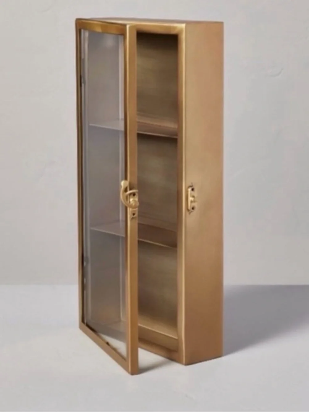 NWT - Hearth & Hand w Magnolia - Brass Wall Display Case Curio Cabinet